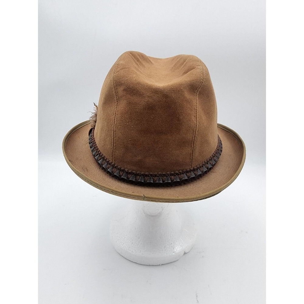 Vintage United Hatters Cap & Millinery Felt Fedora Feather Hat 7 1/12 - Picture 4 of 12